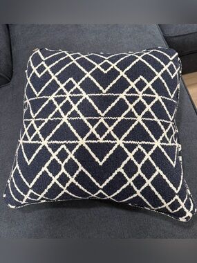 NWT Navy Cream Geometric Decorative Throw Pillow 22 inch